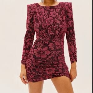 For Love & Lemons Mulberry Shailee Sparkly Floral Metallic Mini Dress NWT XXS